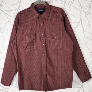 Panhandle Slim Brick Red Stripe Pearl Snap Western Shirt